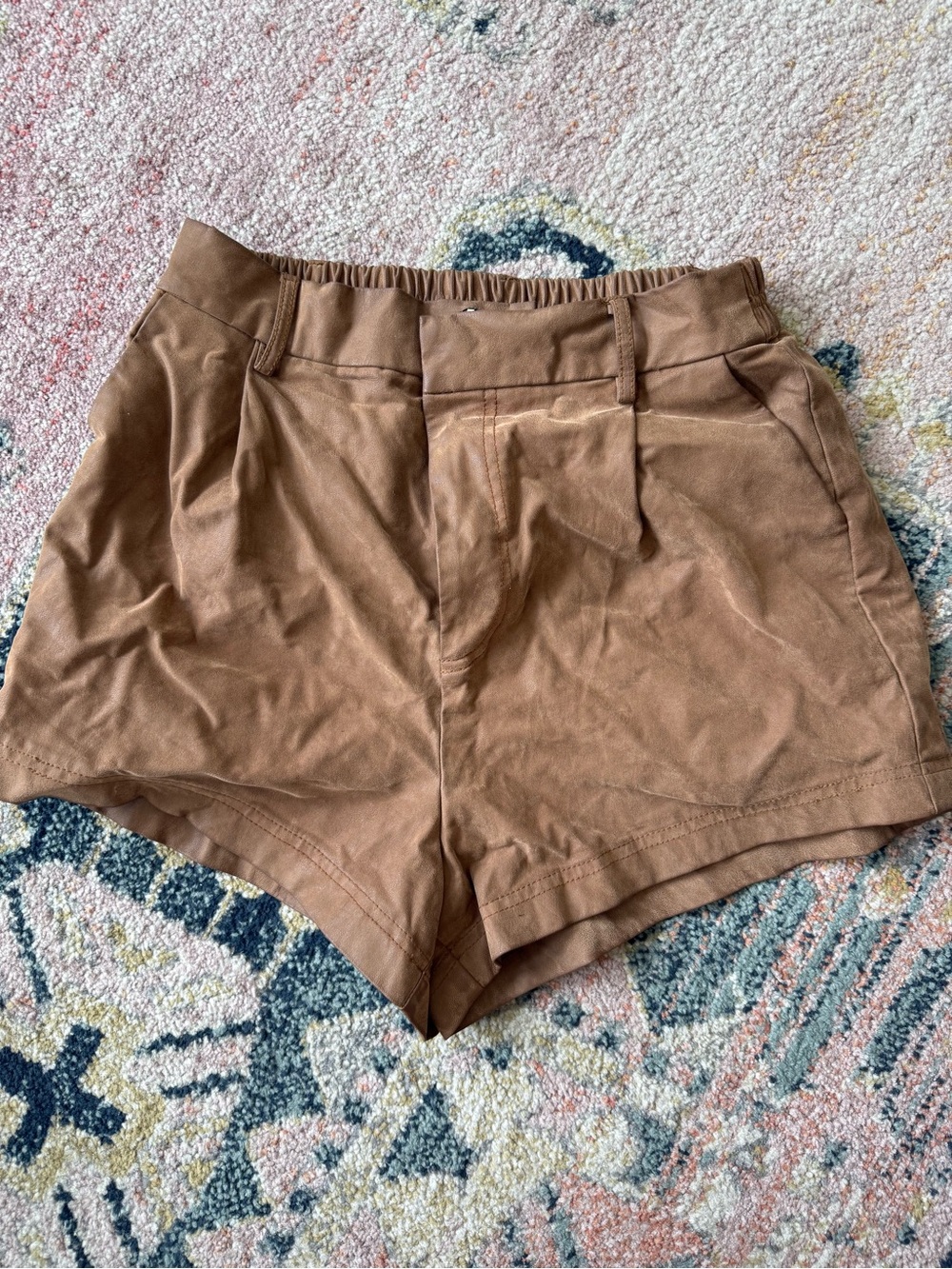 Free People Faux Leather Brown High Waisted Shorts size M